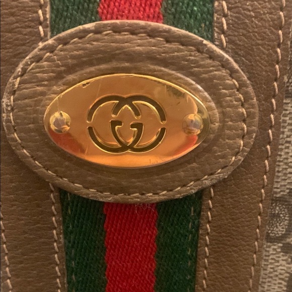 Vintage Gucci Brown and Green Women's Canvas Bag - Picture 4 of 16